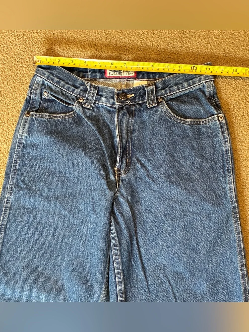 Kids Y2K Old Navy Dark Blue Straight-Leg Denim Jeans Boys 12 Regular Baggy Pants